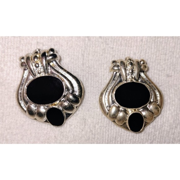 Unbranded Jewelry - Pendant Set Silver Tone Faux Black Onyx Jewelry Retro Pair Necklace Gift Unique